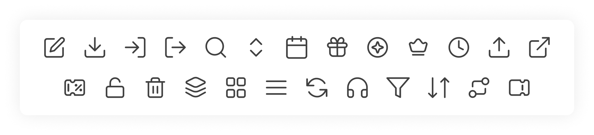 Icons library set grid preview
